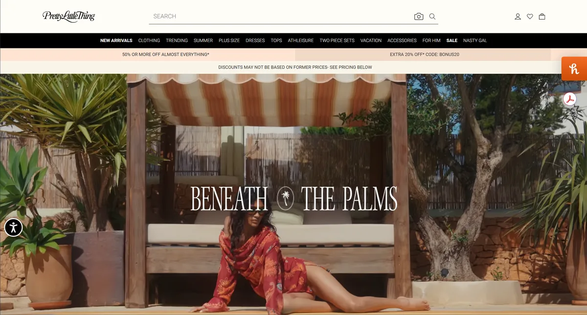 PrettyLittleThing.com screenshot